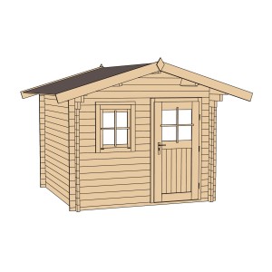 Casetta da giardino in legno Weka Brescia non trattato con tetto a due falde, 250x320 cm. Casette da giardino con finestra e porta.