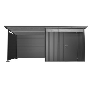 Pannello laterale Biohort per tetto laterale AvantGarde A1/A5, grigio scuro metallizzato, come protezione da vento e intemperie.
