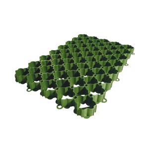 Griglia per prato in plastica verde ACO, 58x39cm, per stabilizzare il terreno e rinverdire le superfici.