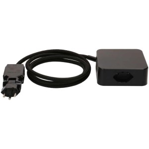 Multiprise noire MaxTex Cube avec 4 prises T13 et câble textile.
