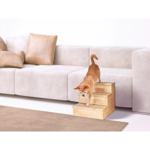 Trixie Scala per cani in legno naturale, 40x38x45cm, con gradini rivestiti in moquette.