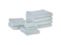 Beliani Handtuch-Set Mitiaro Baumwollfrottee Grün 9-tlg.