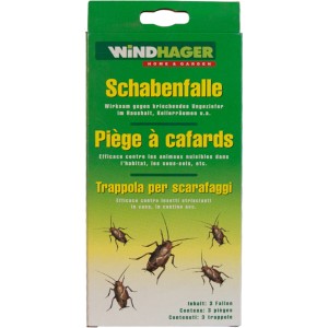 Piège à cafards Windhager, lot de 3, non toxique, pour lutter contre les cafards dans la maison.