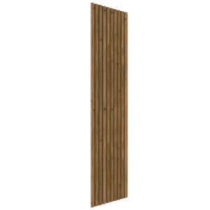 Pannello acustico Denpanels Nordic Outdoor Design con legno termotrattato e feltro nero.