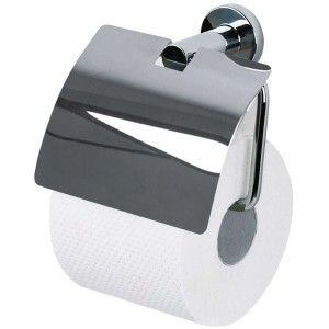 Porta carta igienica Spirella Atlantic Chrom con coperchio, in metallo.