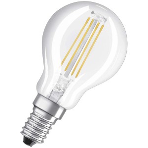 Osram LED-Lampe in Tropfenform, E14, warmweiß, 40W, 470lm, mit Filament und Triple Click Dimmfunktion.