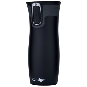 Bicchiere termico Contigo West Loop nero opaco in acciaio inox, capacità 470 ml.