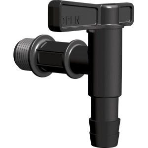 Rubinetto Waterform nero in plastica per serbatoi Wood e Aquacan.