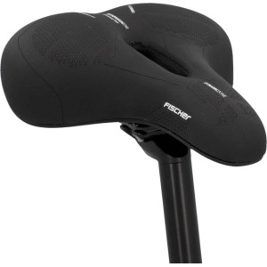 Sella da bici da turismo Fischer nera con memory foam per un elevato comfort.