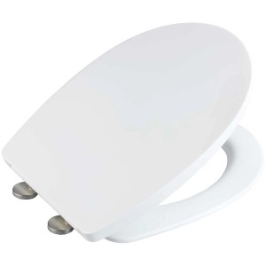 Sedile WC Wenko Tilos bianco in termoplastica con chiusura ammortizzata.