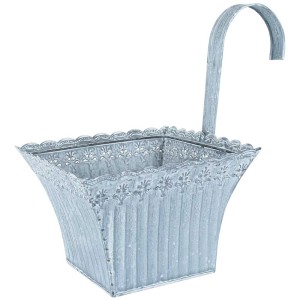 Vaso sospeso in metallo Videx Omnia Stone, 17x18x18cm, per balcone, giardino o recinzione.