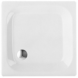 Piatto doccia quadrato in acciaio bianco extra piatto Glata, 80x80 cm, di Sanitop-Wingenroth.