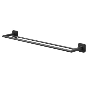 Portasciugamani doppio nero Tiger Carv, 65,2 cm, per bagno e toilette.