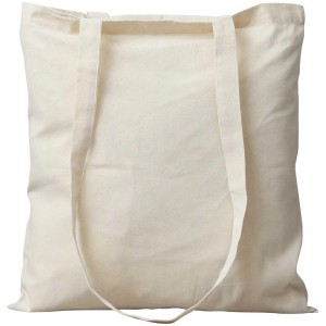 Sac en tissu écru avec longues anses, 38x42 cm, idéal pour la peinture et l'impression.