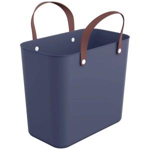 Rotho Multibag Albula Style in blu iris, 25 l, con manici marroni.