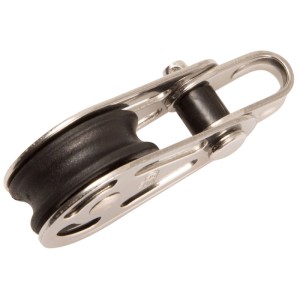 Mini-Block mit Bügel aus Edelstahl für Faserseile bis 6 mm Durchmesser.