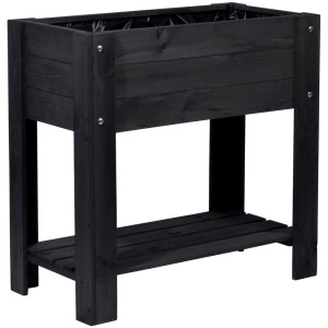 Letto rialzato Lilo antracite in legno di pino con ripiano, ca. 78x80x40 cm.