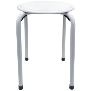 Tabouret de bain Ridder Classic blanc avec assise ronde et structure en acier pour plus de sécurité dans la salle de bain.