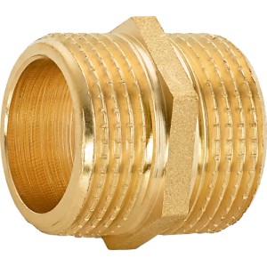 Doppio nipplo filettato in ottone, 26,4 mm (R 3/4) per raccordi filettati.