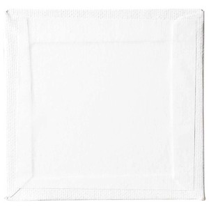 Cartone telato bianco quadrato, 10x10 cm, rivestito e preparato.