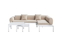 Beliani Lounge-Set Rasiglia Aluminium Olefin-Stoff Beige 3-tlg.
