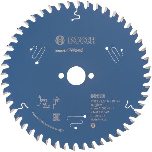 Lama per sega circolare Bosch Expert for Wood, 165 mm, blu, per tagli precisi nel legno.