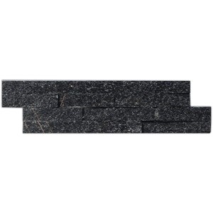 Rivestimento Euro Stone Quarzite Nero, 40x10 cm, per interni ed esterni.