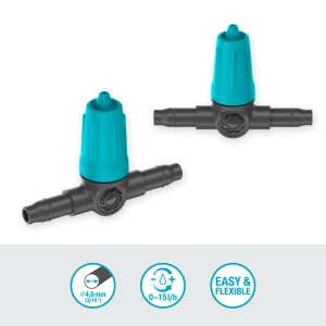 Gardena Gocciolatore di fila regolabile 0-15 l/h, set da 10 pz, per irrigazione mirata di piante in fila.