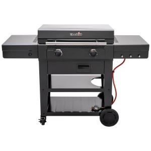 Char-Broil Versa-Tile grill a gas con piastra e ripiani laterali, nero.