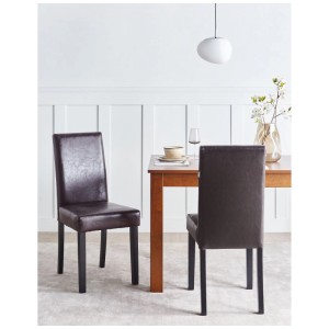 Set di 2 sedie da pranzo Beliani Broadway in similpelle marrone scuro.