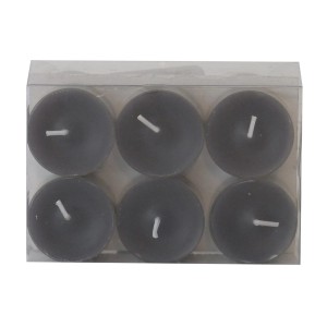 Bougies chauffe-plat anthracite en coupelles plastiques, lot de 6 pour ambiance lumineuse.