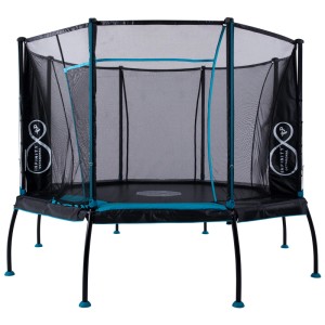 TP Toys Trampolino da giardino ottagonale, blu e nero, Ø 305 cm, con rete di sicurezza.