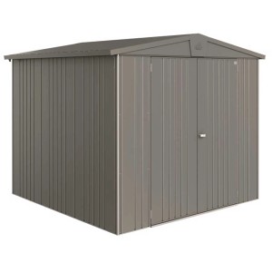 Abri de jardin Europa 4 en gris quartz métallisé : Abri en acier pour le rangement de jardin.