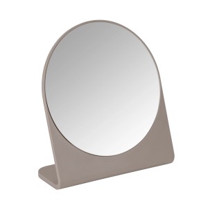 Specchio cosmetico Wenko Marcon color tortora, specchio rotondo per bagno e trucco.