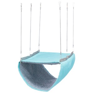 Hamac en coton bleu clair à 2 étages pour cage de petits animaux, adapté aux rats et aux chinchillas.