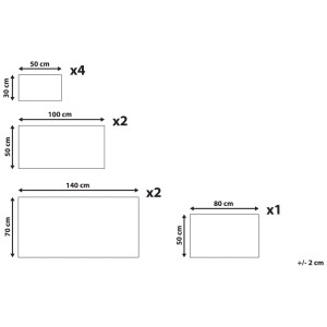 Dimensions du set de serviettes Beliani Atai rose 9 pièces, avec serviettes de toilette, serviettes d'invités, draps de bain et tapis de bain.