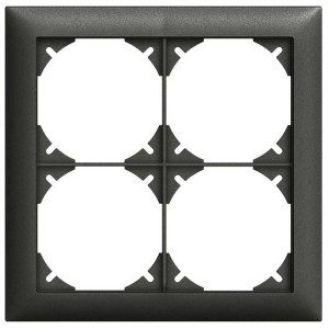 Feller EdizioDue telaio di copertura, 2x2 posti, a incasso, nero, per interruttori e prese.