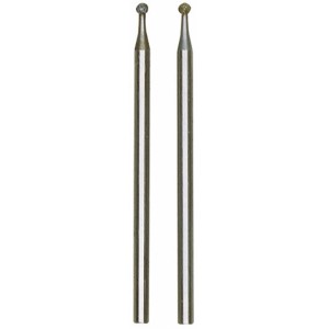 Due punte diamantate Proxxon, forma a sfera, 1,8 mm, per utensili miniaturizzati.