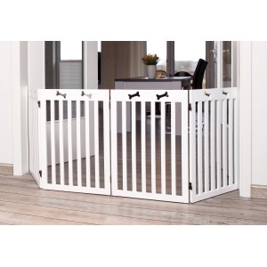 Cancello di sicurezza per cani Trixie bianco, 4 pezzi, regolabile, con decoro osso.