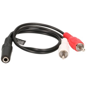 Adattatore audio stereo Schwaiger, 2 m, nero, con connettori jack e RCA.