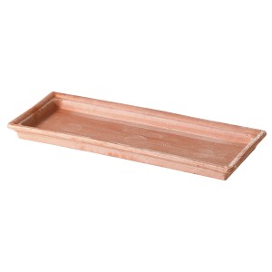 Soucoupe rectangulaire blanche Deroma Standard pour jardinière, 32 cm, en terre cuite.