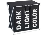 Wenko Wäschesammler Trio mit Deckel Schwarz 118 l