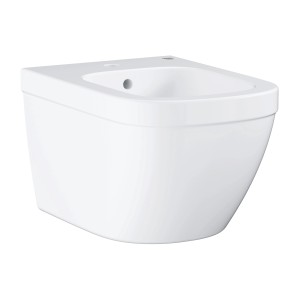 Bidet sospeso Grohe Euro Ceramic in Alpine White, con troppopieno e foro rubinetto.