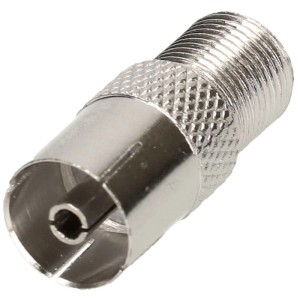 Adaptateur Schwaiger Sat, prise F vers prise d'antenne, argent.