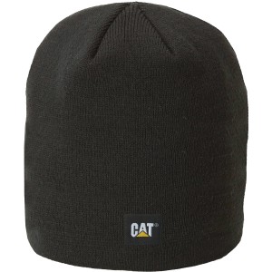 Berretto Cat in maglia nera, abbigliamento da lavoro, taglia unica, con logo.