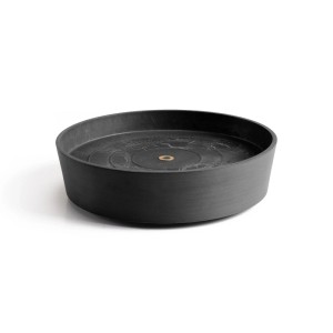 Soucoupe à roulettes Ecopots Amsterdam gris foncé, 34,1 cm, avec roulettes intégrées.