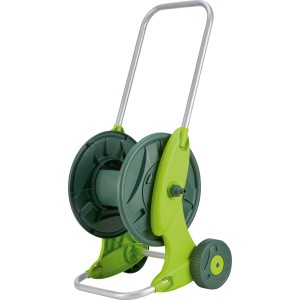 Carrello avvolgitubo LUX in plastica, senza tubo. Carrello portagomma da giardino con ruote e manovella.
