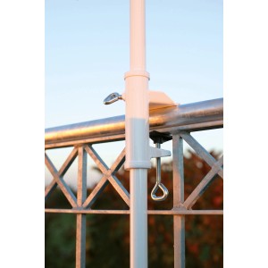 Support de parasol blanc Videx Garden type H pour rambardes de balcon jusqu'à 35 mm Ø.