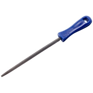 Lime à clé triangulaire LUX, 100 mm, avec poignée confort bleue pour limage de précision.