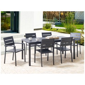 Ensemble de meubles de jardin Beliani Vernio 6 places, aluminium, noir. Design moderne pour le jardin.